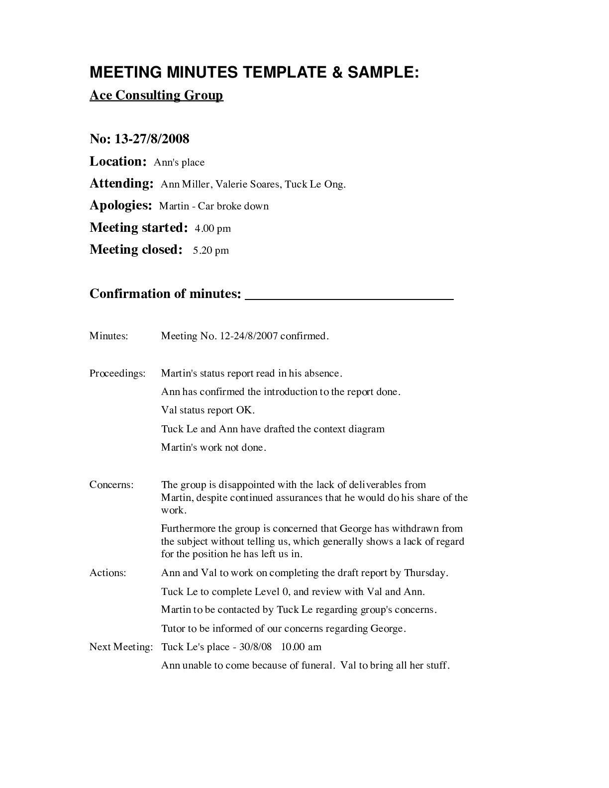 Meeting Minutes Template